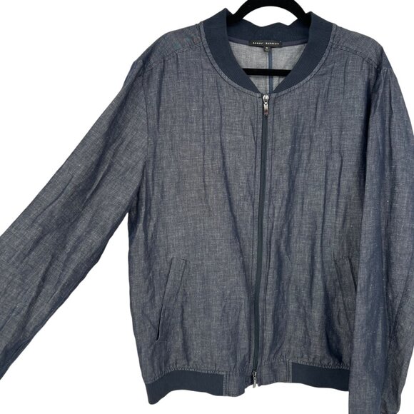 Robert Barakett Harrison Bomber Jacket Cotton Linen Blend Navy Blue Size XL - Picture 3 of 15
